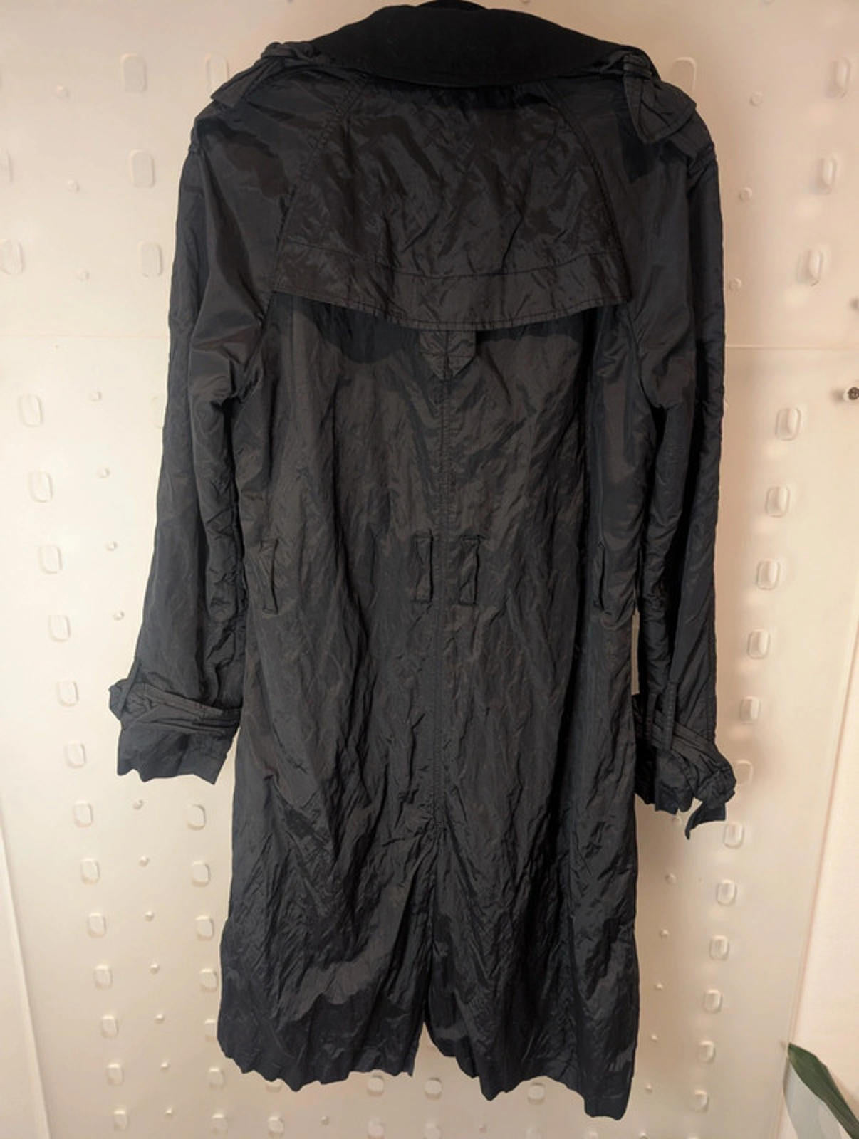 Armani Jeans Black Trench Coat with Removable Lining – Size 42 (UK 10 / US 6)