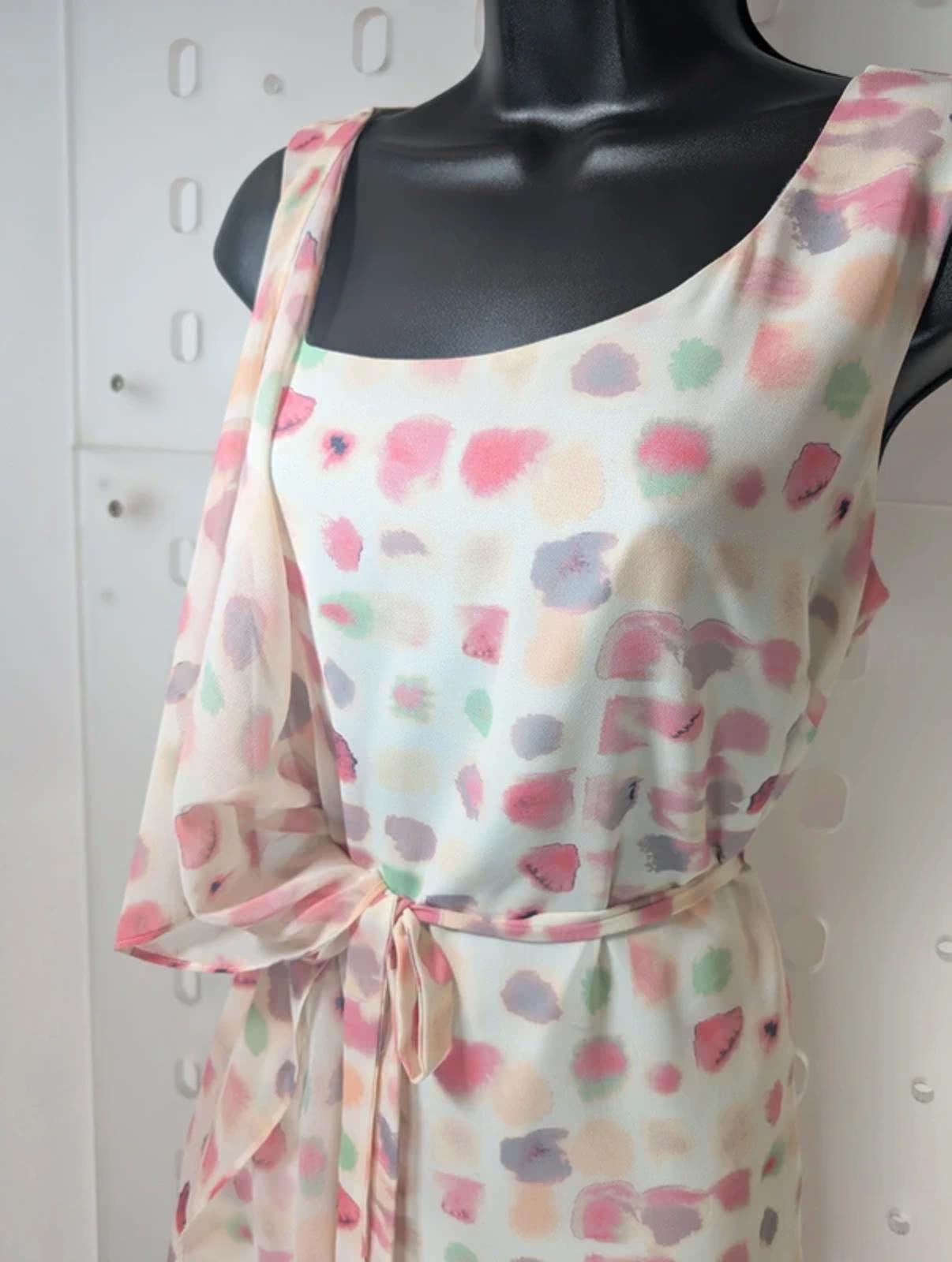 Armani Exchange Pastel Chiffon Dress UK 8 Shawl Detail Belted